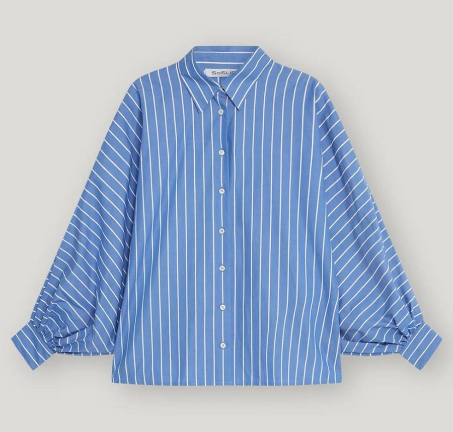 Sosue Bluse Sosue Antonia Luxury Blue Stripe Lurex | Blusen/Hemden