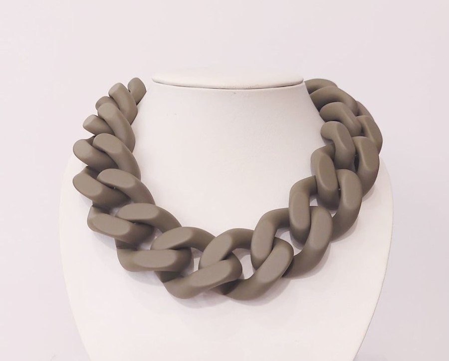 Vanessa Baroni Big Flat Necklace Vanessa Baroni Matt Olive | Schmuck