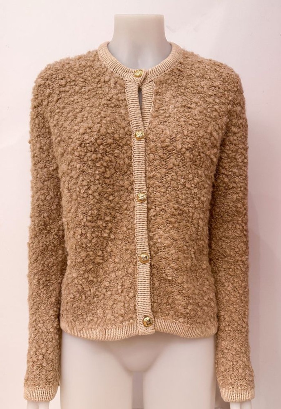 Bruno Manetti Boucle Jacke Bruno Manetti Beige | Strickjacken